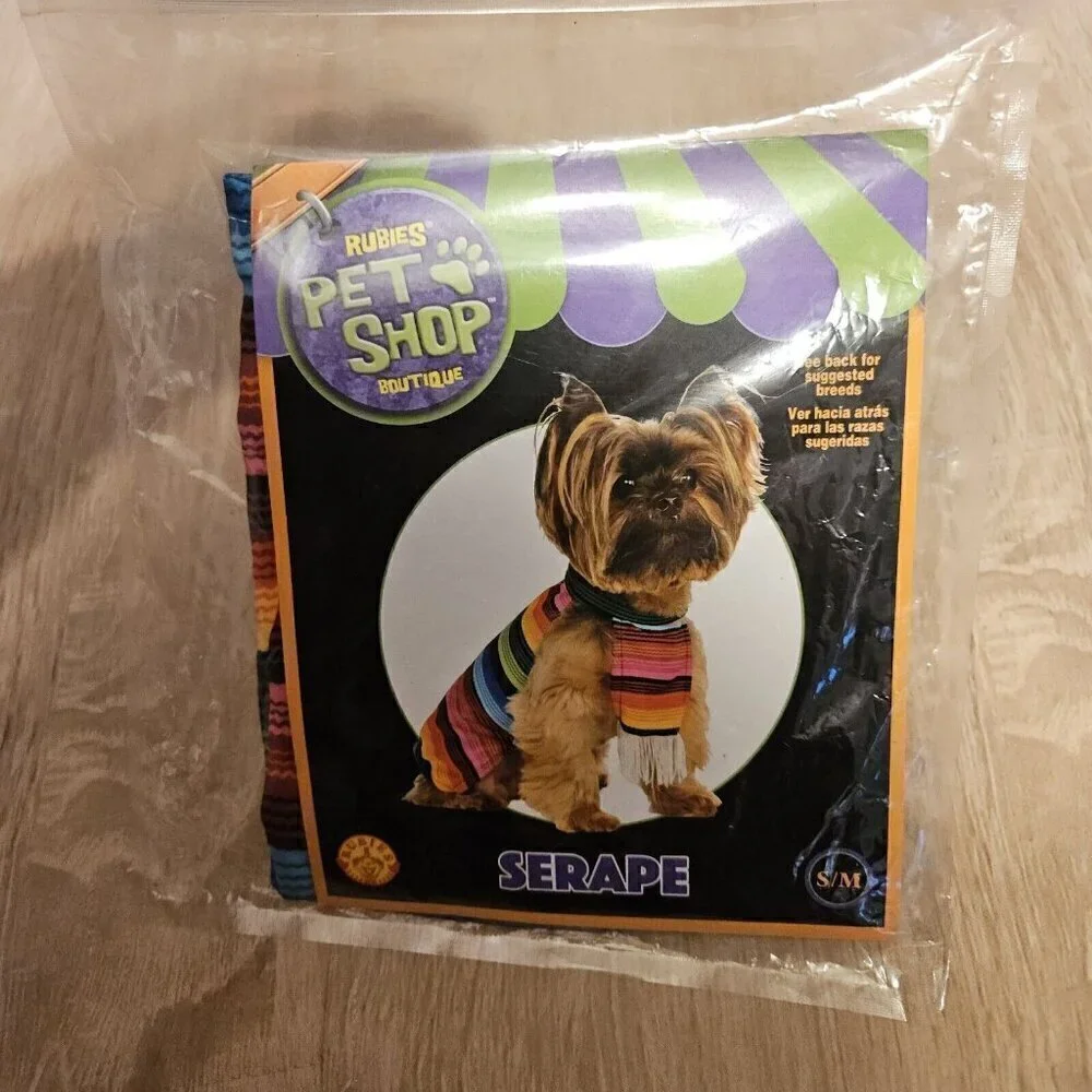RUBIES Pet Shop Boutique Dog S/M Serape Costume Accessory Colorful Rainbow
